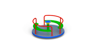 Karuzela tarczowa z siedzeniami z blachą ryflowaną
